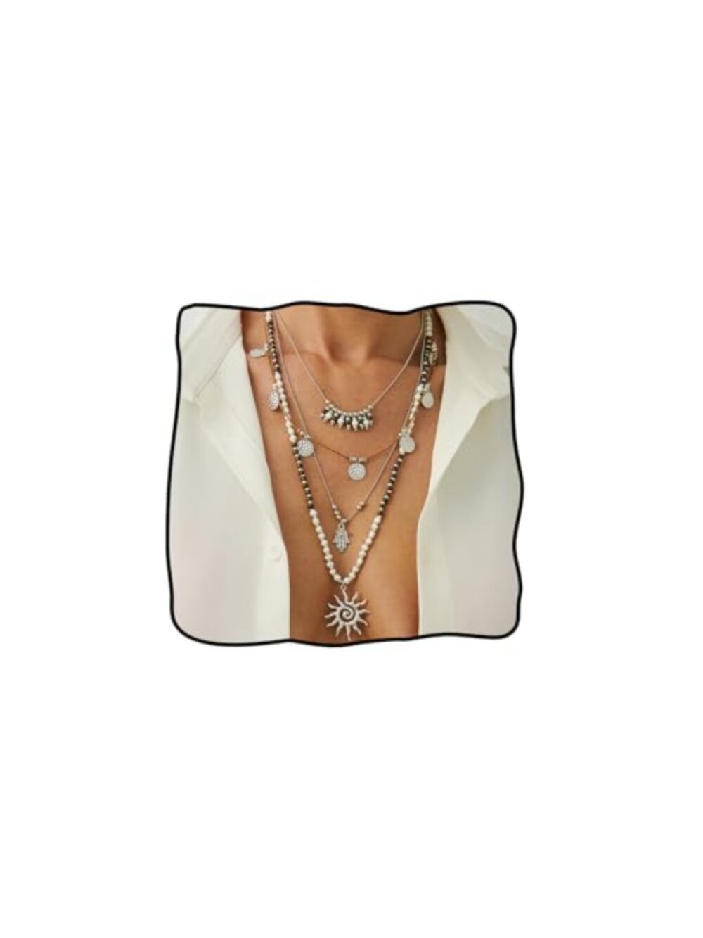 Layered Western Necklaces Women Boho Turquoise Choker Country Music Festival
